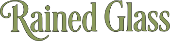 Rained Glass logo, in sage green